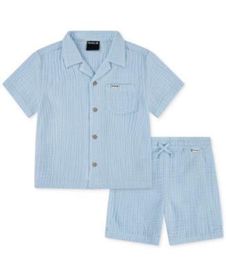 Hurley - Toddler Boys Cotton Gauze Camp Shirt & Shorts, 2 Piece Set