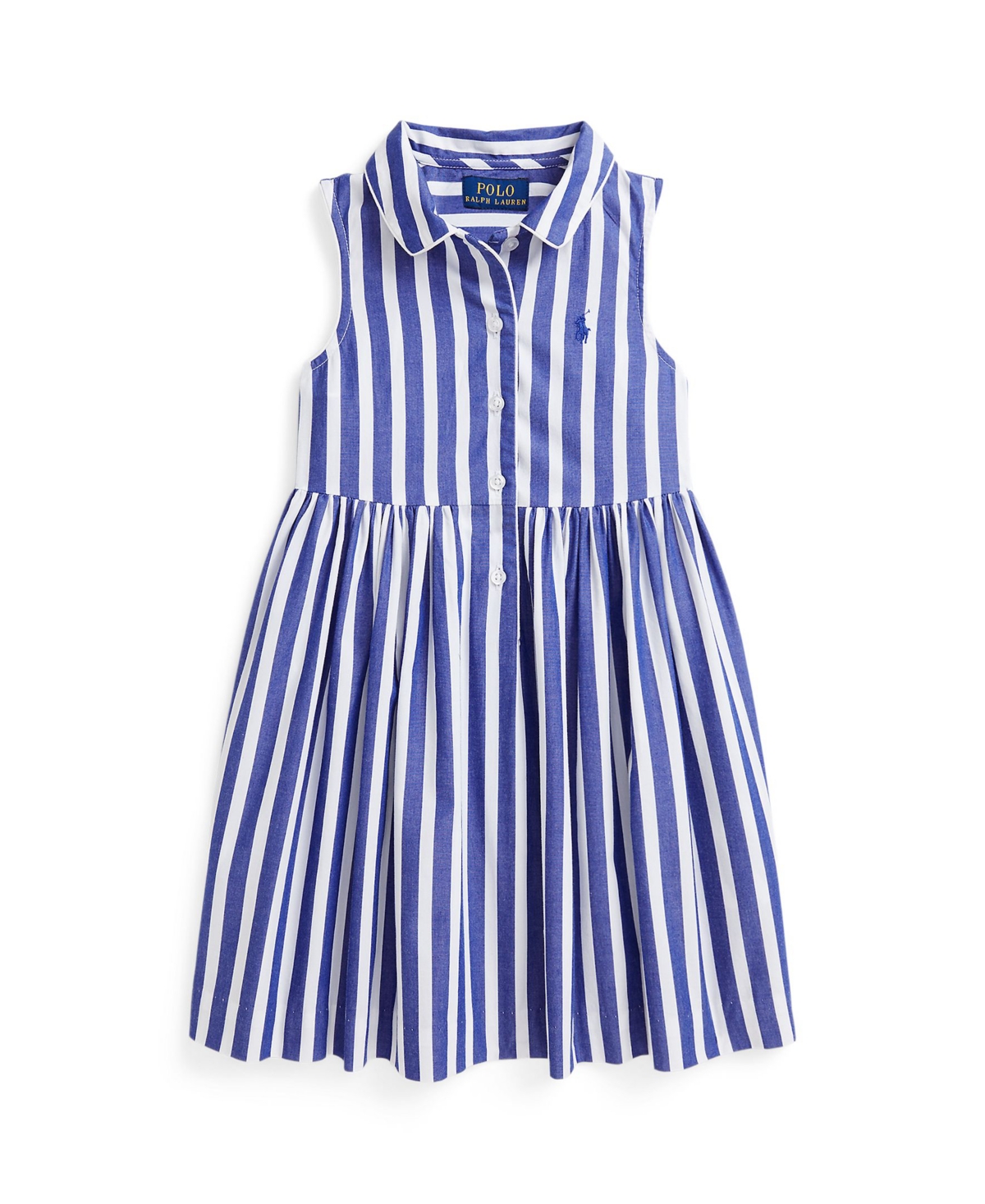 Polo Ralph Lauren Toddler And Little Girls Striped Poplin Shirtdress In Royal White