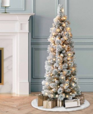 Puleo 4.5FT Pre-Lit Flocked Patagonia Pine Pencil Artificial Christmas Tree