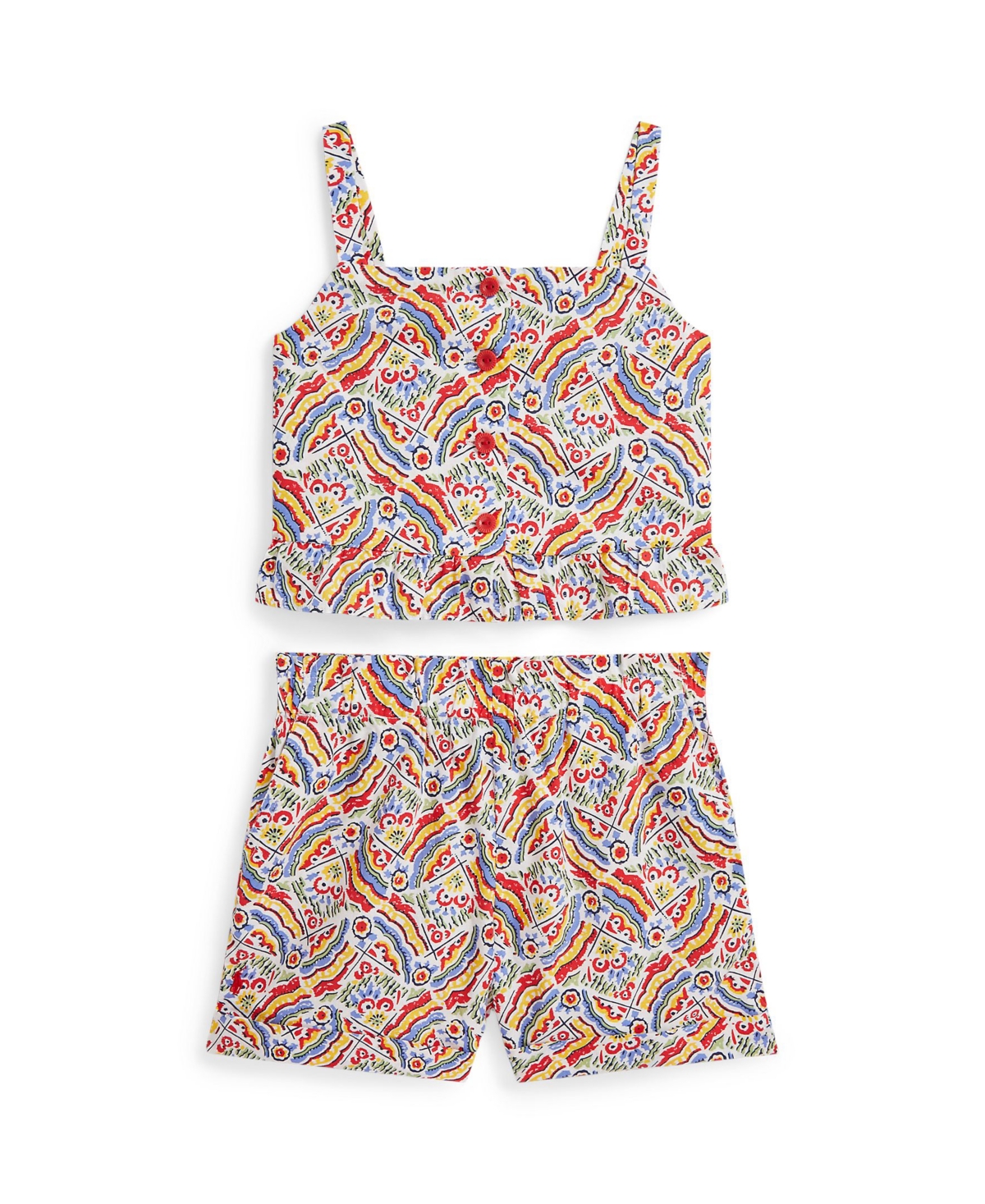 Polo Ralph Lauren Toddler And Little Girls 2-piece Riviera-print Top And Short Set In Colorful Retro Print
