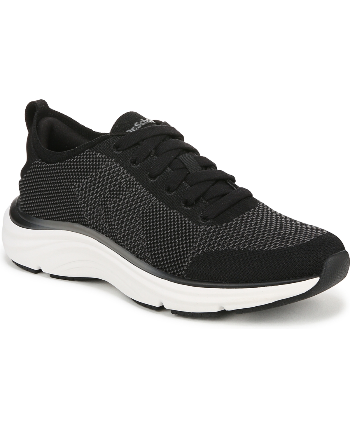 Shop Dr. Scholl's Women's Feel Support Washable Lace Up Sneakers In Black Fabric