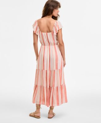 Women's Flutter-Sleeve Maxi Dress