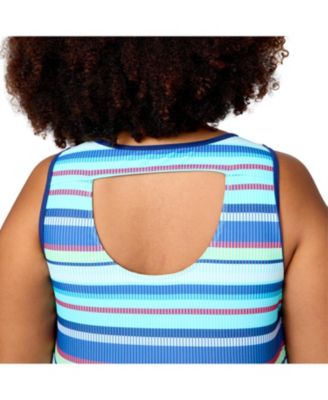 Plus Size Full Side Shirring Tankini Top