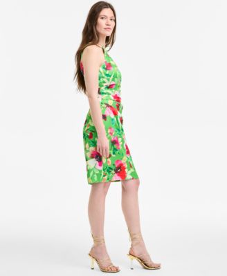 Women's Chain-Trim-Neck Sleeveless Sheath Dress