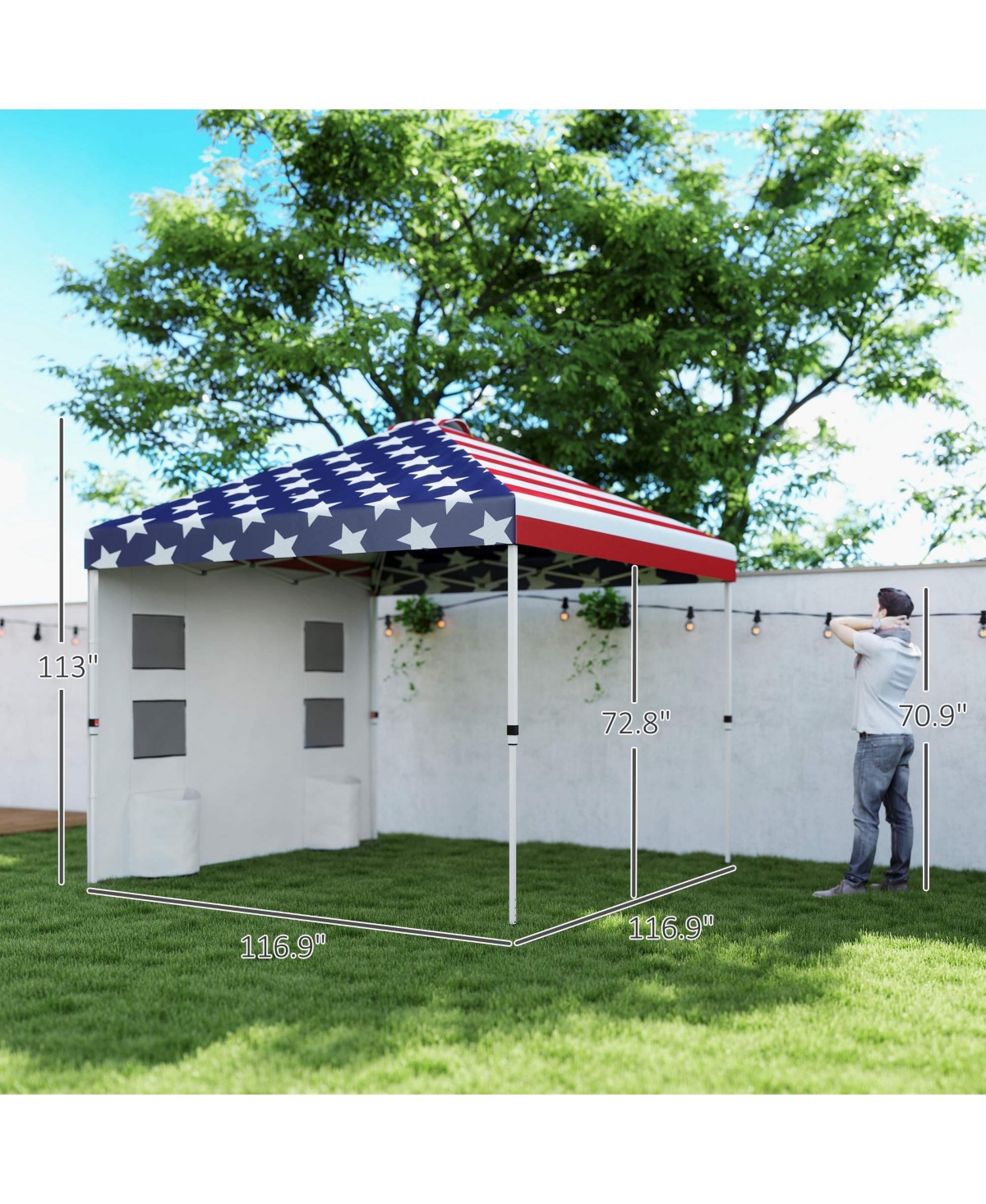 Outsunny 10' x Pop Up Canopy Tent with Sidewall, UPF50+,