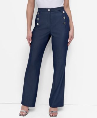 DKNY - Women's High Rise Cropped Straight-Leg Pants