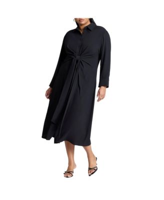 Women's Tie Front Oversized Shirt Dress