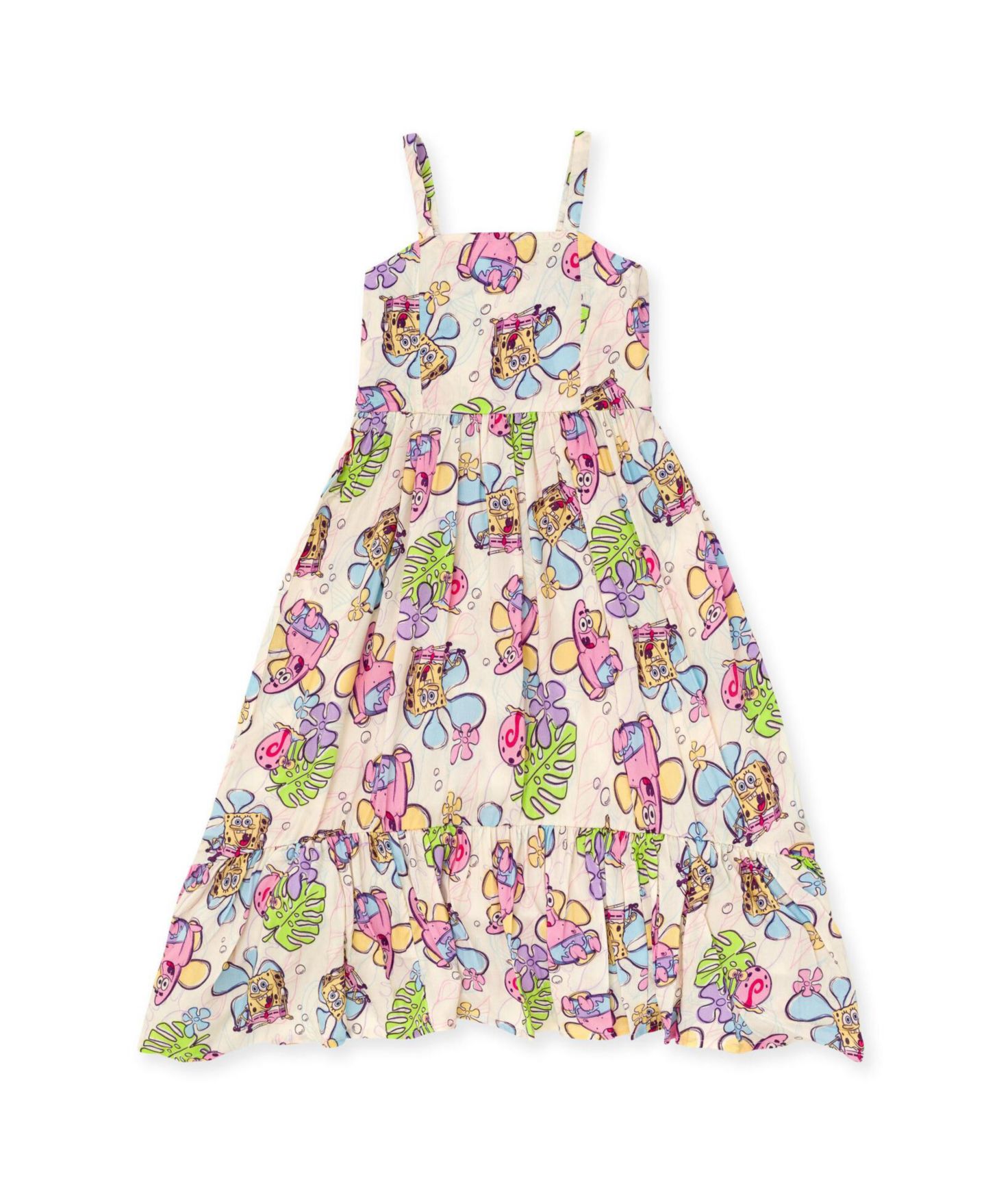 Платье SpongeBob SquarePants Square Neck Smocked Cami Maxi Dress для девочек, цвет: Молочный белый — фото 1