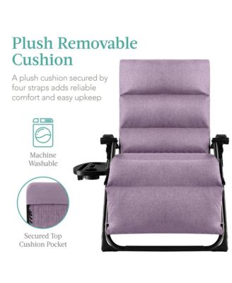 Oversized Zero Gravity Chair, Folding Recliner w/ Removable Cushion, Side Tray