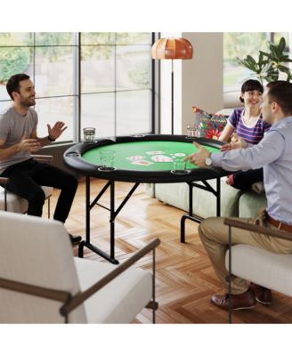 Poker Table Foldable 47" Round Card Table for 8 Players,
