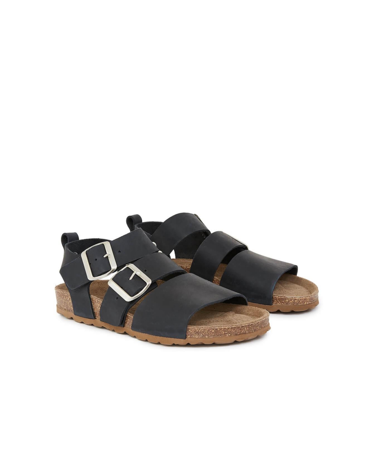 Triple Strap Flat Sandals - Navy