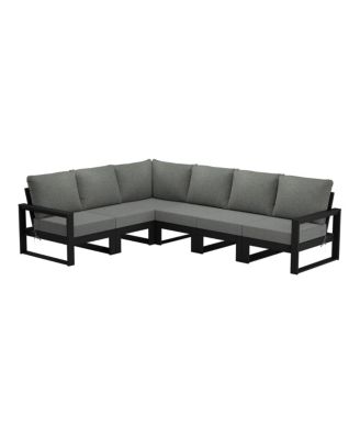 6-Piece Outdoor L-Shaped Patio Corner Sectional Sofa Conversation Set