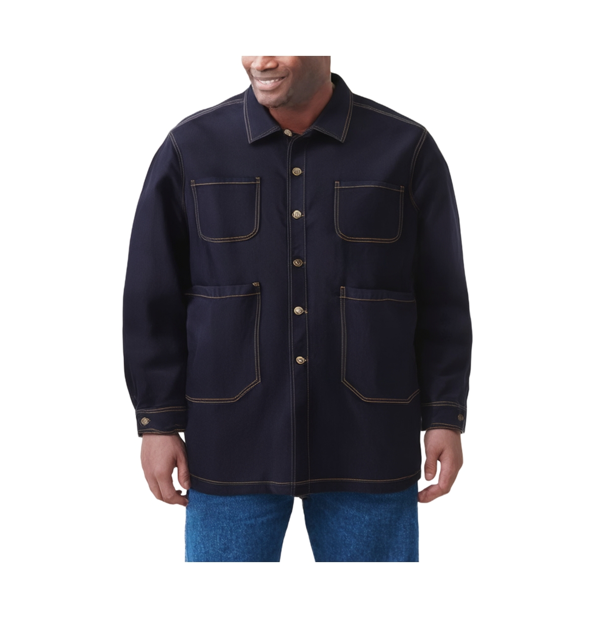 Big & Tall Flex Denim Multi Pocket Chore Jacket - Dark wash