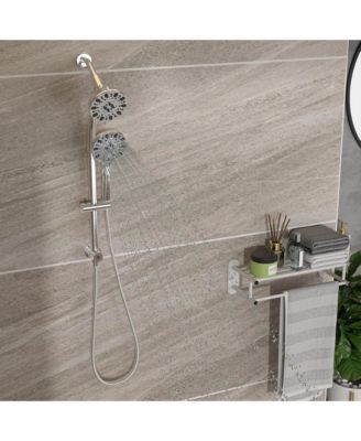 Multi Function Dual Shower Head - Shower System with 4.7" Rain Showerhead, 7-Function Hand Shower, Adjustable Slide Bar