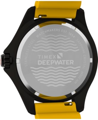 Men's Quartz Analog Yellow Rubber Watch, 44mm