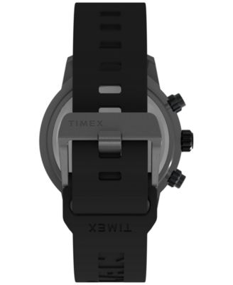 Men's Chronograph Black Silicone Watch, 44mm