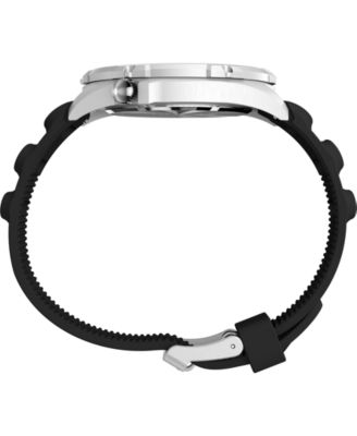 Men's Quartz Analog Black Rubber Watch, 46mm