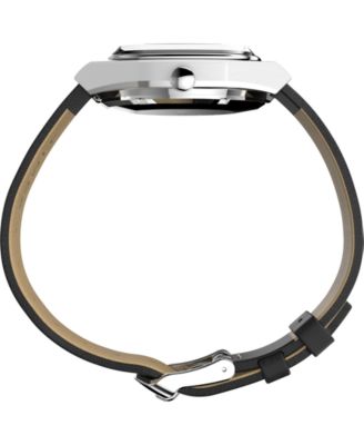 Men's Mechanical Automatic Black Leather Watch, 34mm