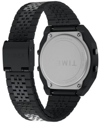 Men's Quartz Digital Black Stainless Steel Watch, 36mm