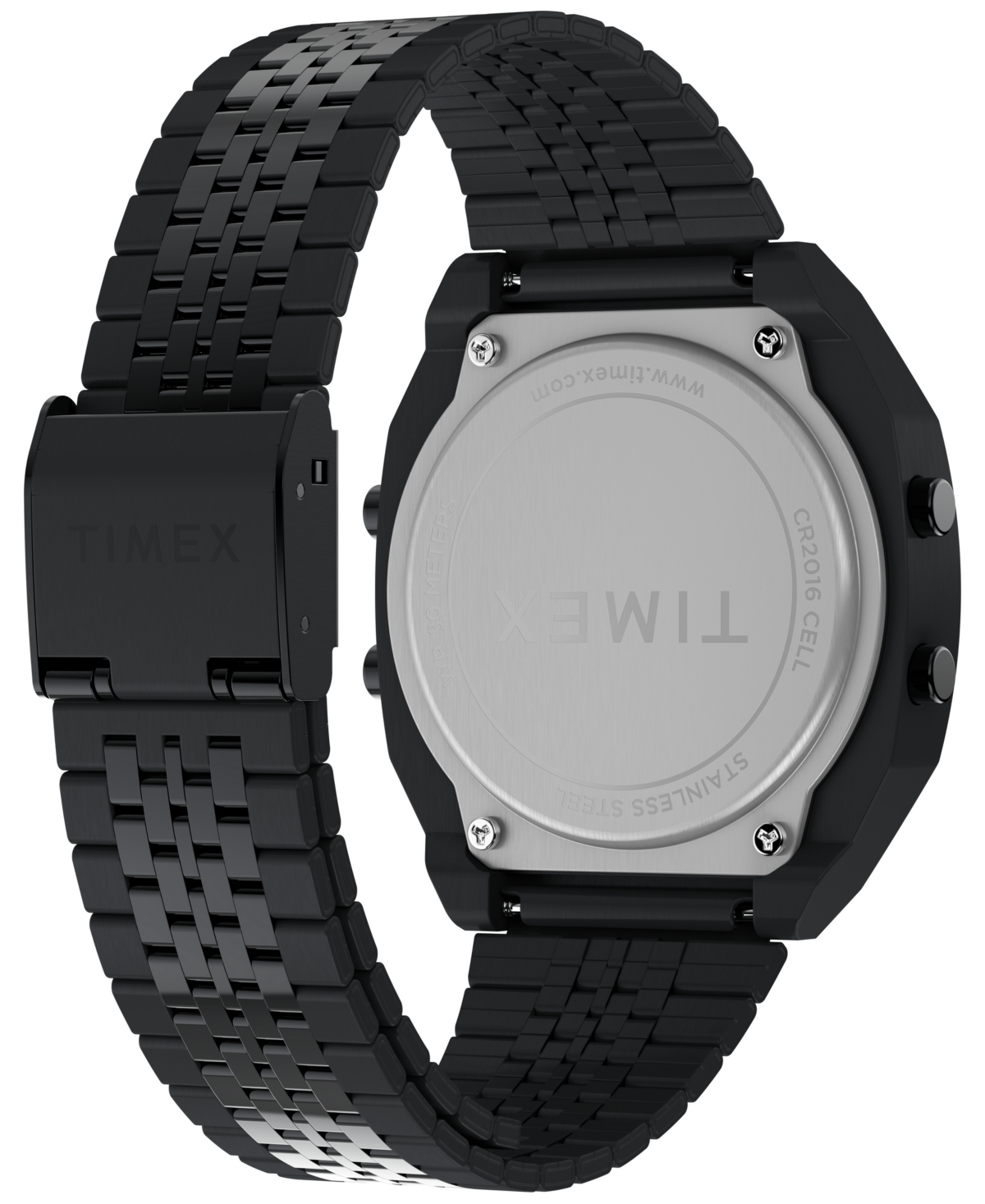Timex Men's Quartz Digital Black Stainless Steel Watch, 36mm In Black