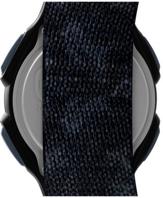 Men's Quartz Digital Black Leather Watch, 38mm