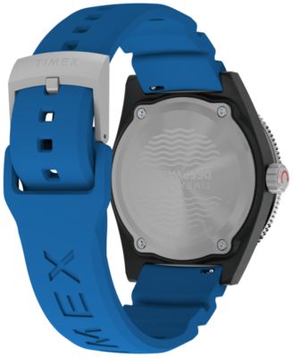 Men's Quartz Analog Blue Rubber Watch, 43mm