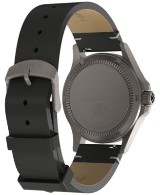 Men's Quartz Analog Black Leather Watch, 38mm