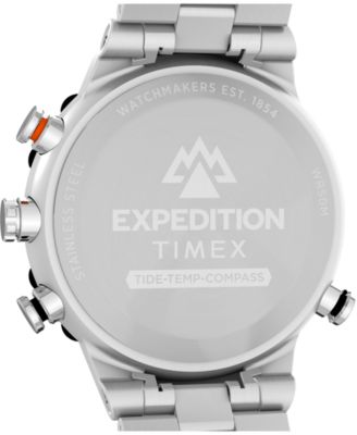 Men's Quartz Analog Silver-Tone Stainless Steel Watch, 45mm