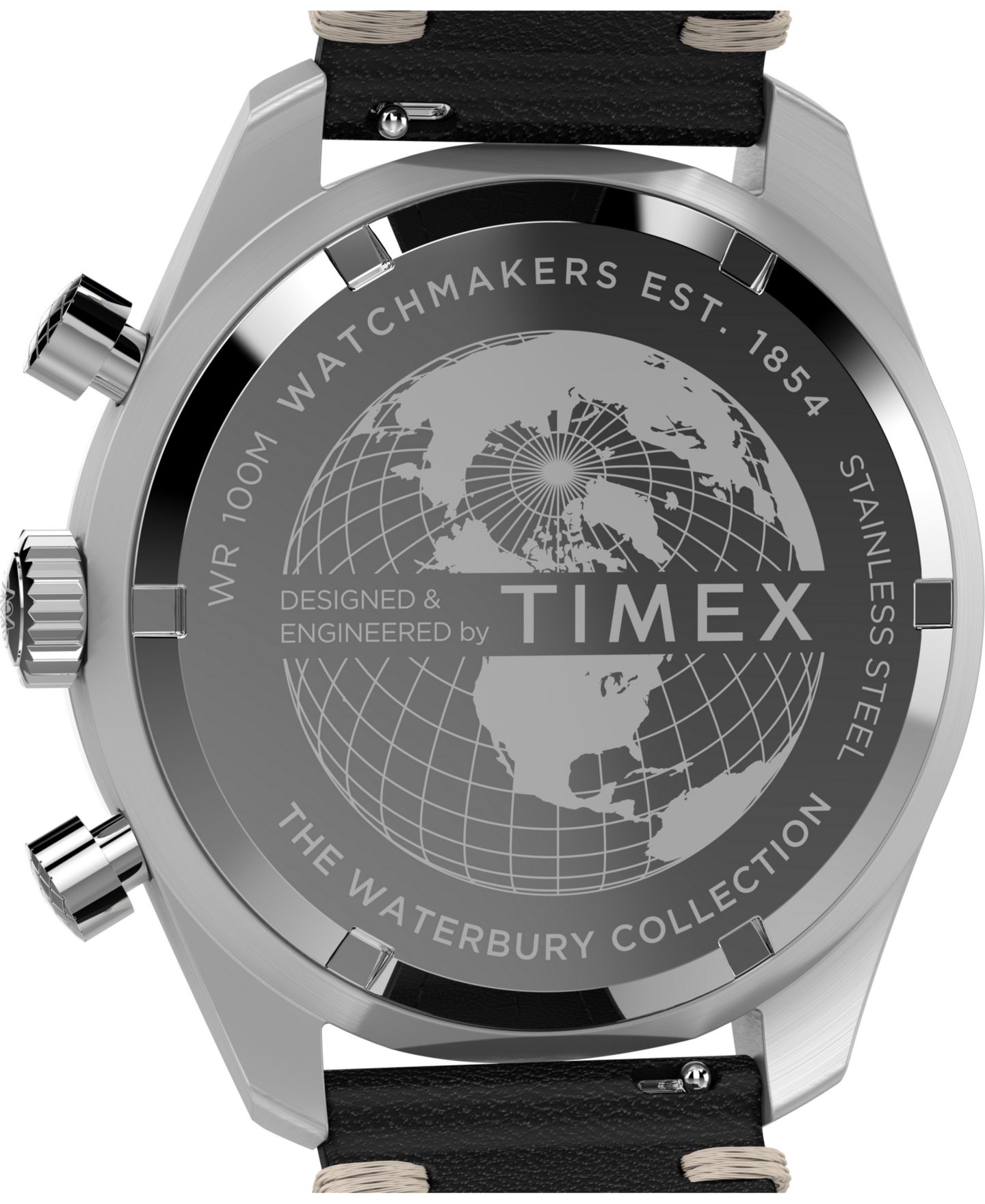 Мужские часы Timex Quartz Analog Black Leather Watch, 41mm — фото 5