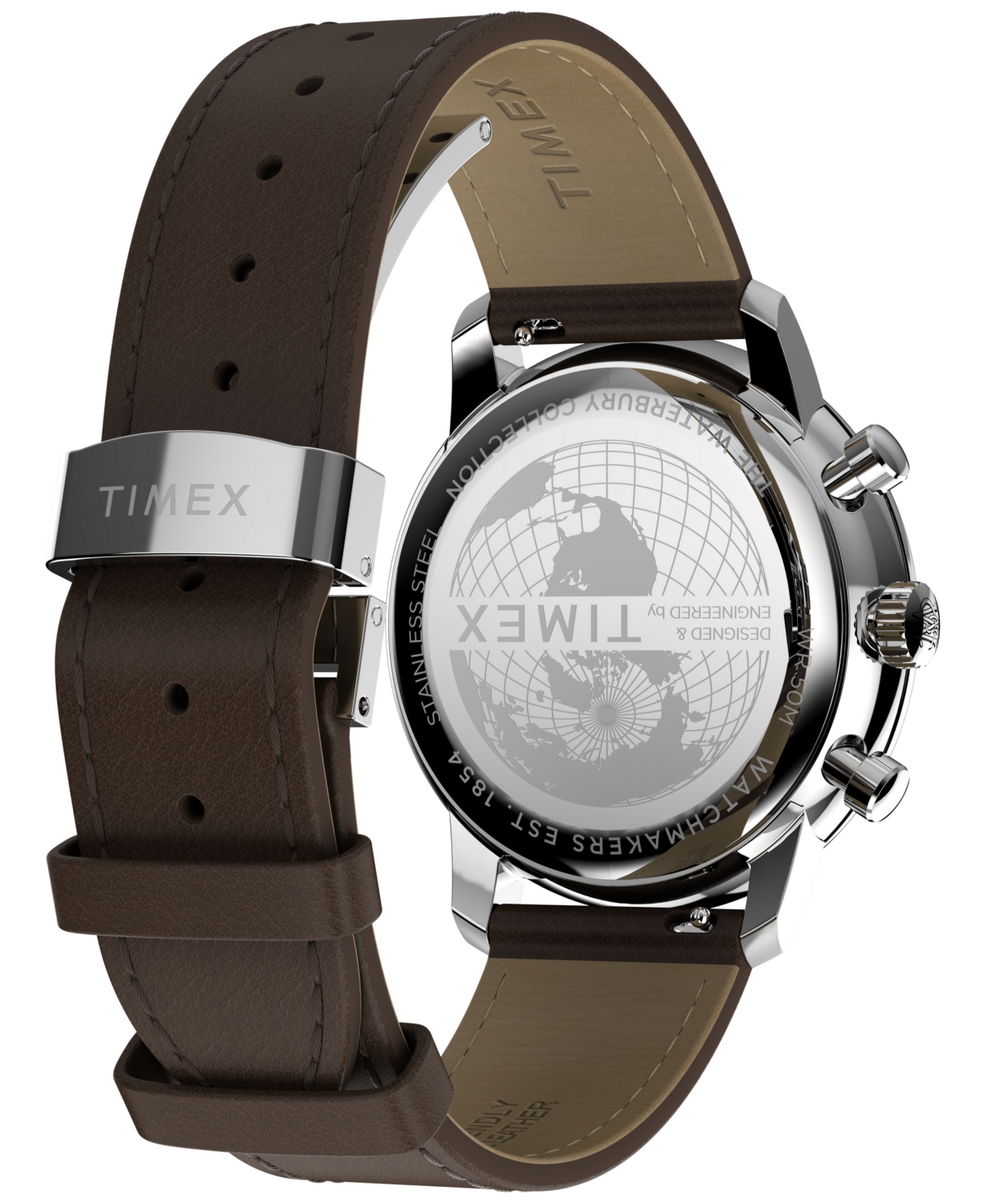 Timex Men's Chronograph Brown Leather Watch, 41mm In Brown