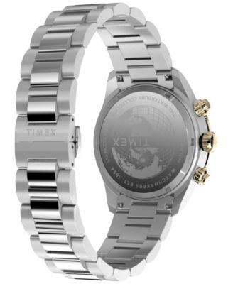 Men's Quartz Analog Silver-Tone Stainless Steel Watch, 39mm