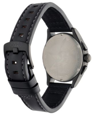 Men's Spitfire Lock Chronograph Black Leather Strap Watch, 42mm