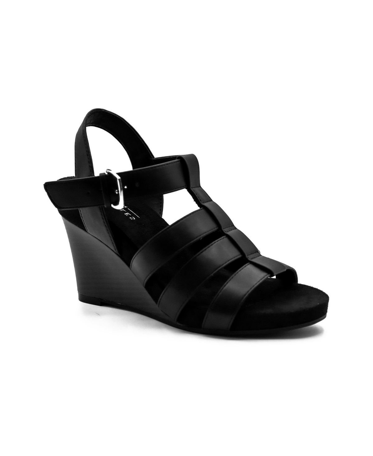 Women's Pippa Wedge Sandals - Black Faux Leather