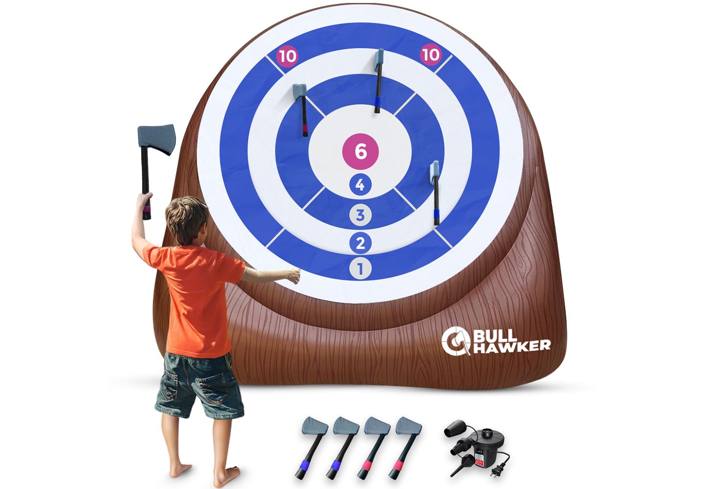 Детская игрушка SWOOC Bull Hawker Over 6ft Tall Inflatable Foam Axe Game with 15+ Games, 2-8 Players, Ages 4+, цвет: Коричневый — фото 1