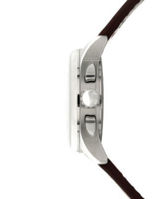 Men's Spitfire Lock Chronograph Brown Leather Strap Watch, 42mm