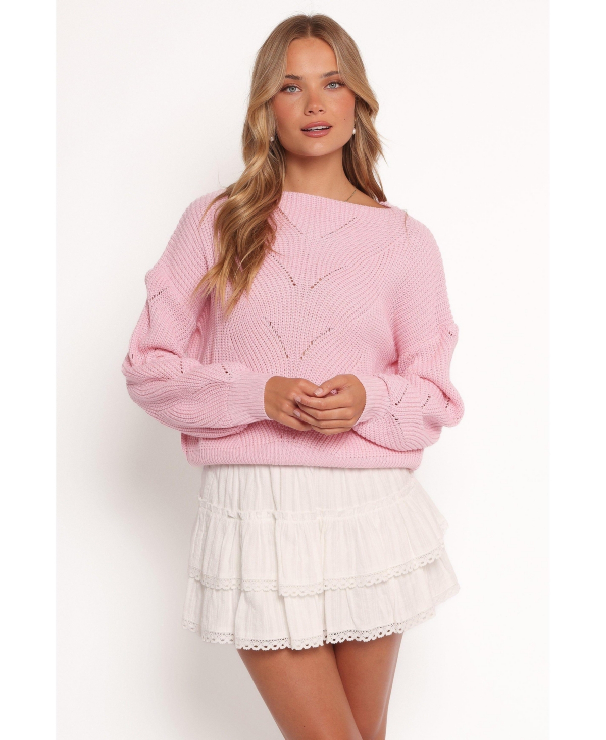 Women's Mora Open Stitch Knit Sweater - Pink