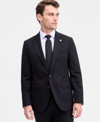 Ted by Ted Baker - Men's Modern-Fit Black Solid Wool-Blend Suit Separate Jacket