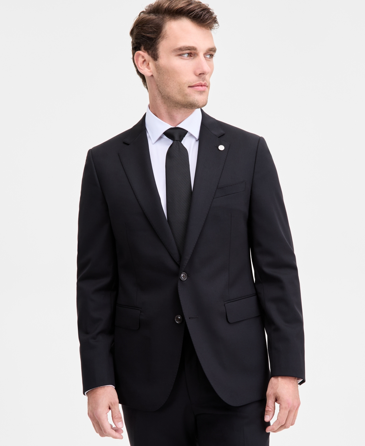 Ted By Ted Baker Men's Modern-fit Black Solid Wool-blend Suit Separate Jacket In Black