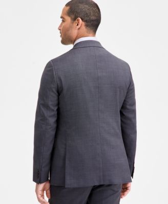 Men's Modern-Fit Charcoal Birdseye Wool-Blend Suit Separate Jacket 