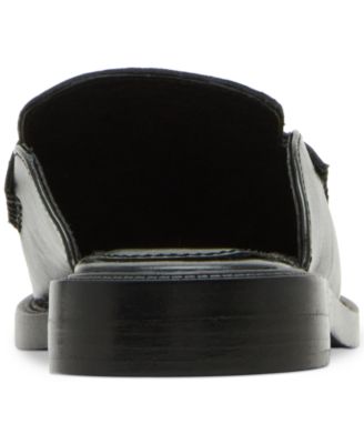 Steve Madden スリッポン ミュール フラット シューズ Mulberry MULBERRY Black Leather Women's Slip-On Mule Flat – Steve Madden