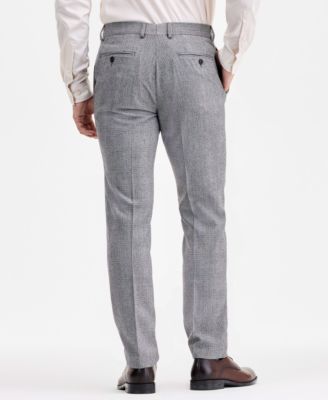 Men's Modern-Fit Stretch Black & White Wool-Blend Suit Separate Pants