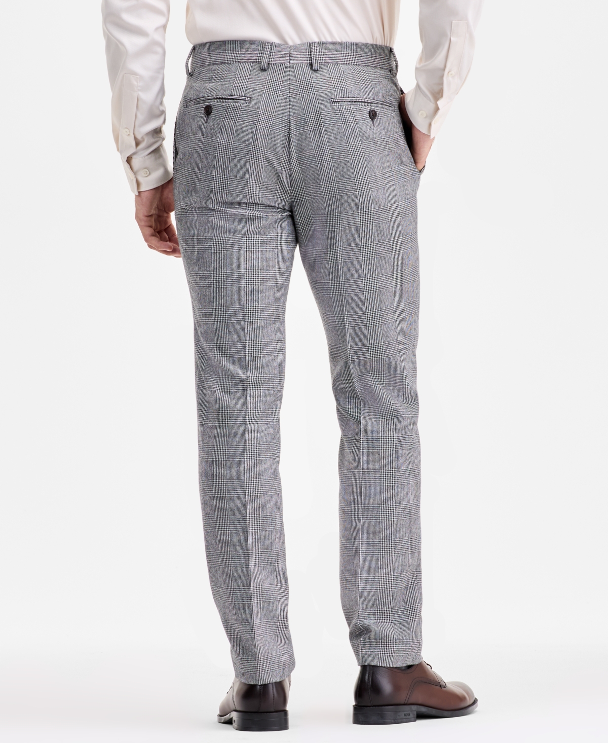 Ted By Ted Baker Men's Modern-fit Stretch Black & White Wool-blend Suit Separate Pants In Multi
