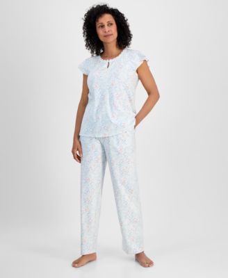 Charter Club - Women's Cotton Flutter-Sleeve Pajama Set