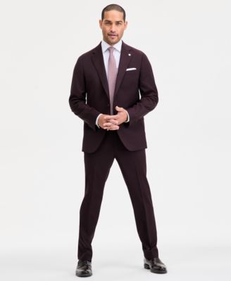Ted By Ted Baker Mens Modern Fit Stretch Bordeaux Wool Blend Suit Separates In Red