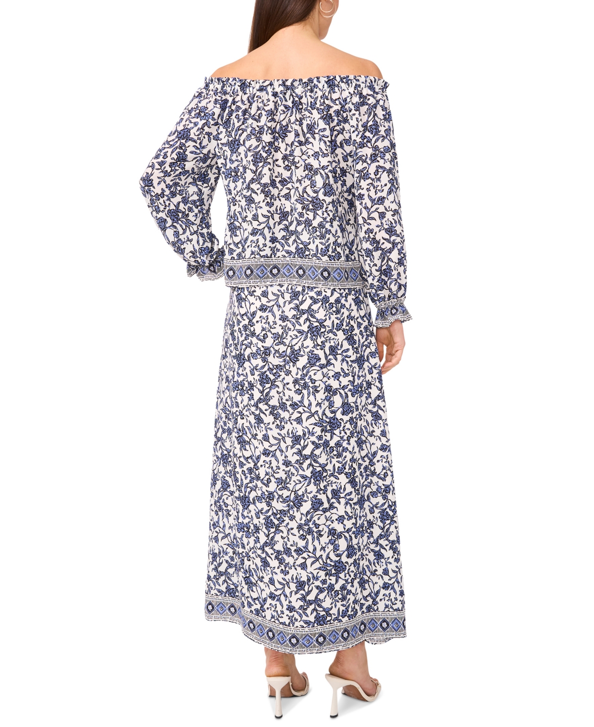 Sam & Jess Sam Jess Womens Floral Print Off The Shoulder Top Maxi Skirt In Provence