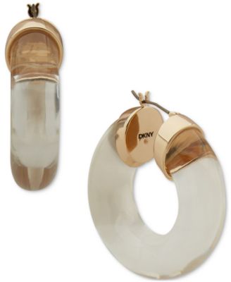 DKNY - Medium Clear or Colored Resin Puffy Hoop Earrings