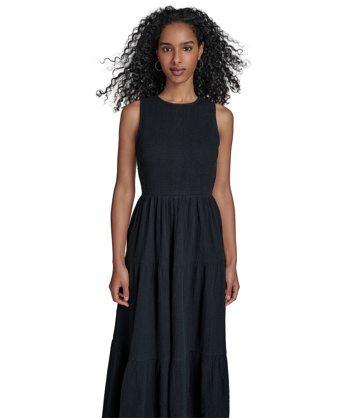 Calvin Klein Women's Cotton Smocked Tiered Maxi Dress