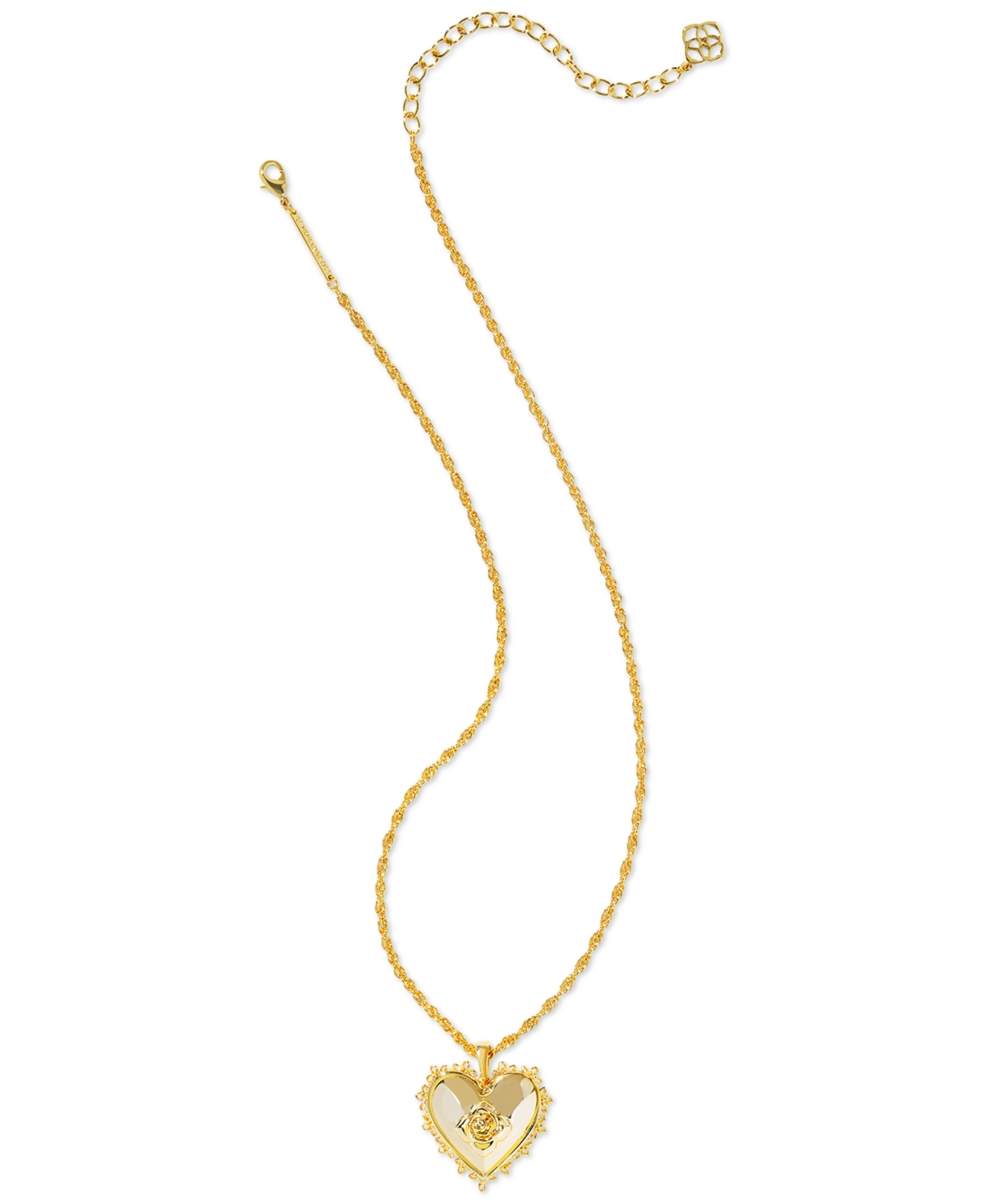 Kendra Scott Rose Heart Locket Pendant Necklace, 16" + 3" Extender In Gold