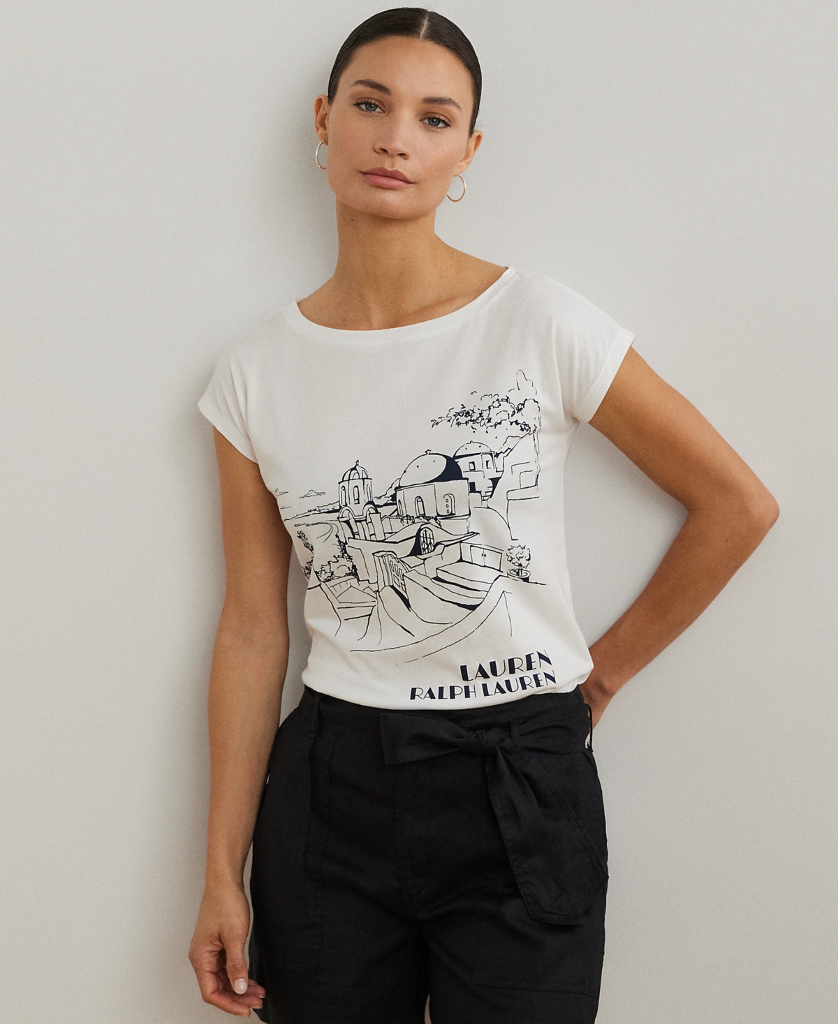 Petite Cotton-Blend Jersey Graphic Tee - White