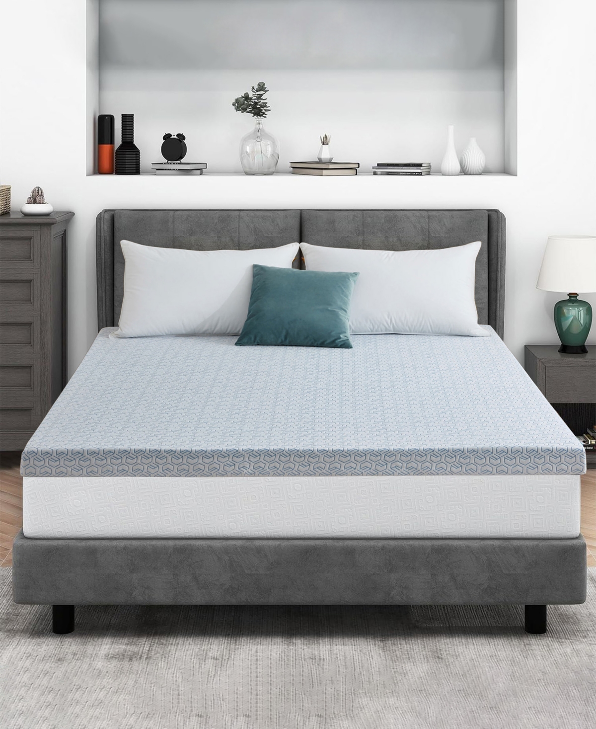 Unikome Ultra Soft Memory Foam Mattress Down Alternative Mattress Topper, Full In White